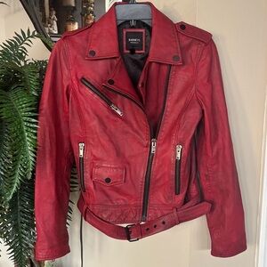 Vintage Barneys Genuine Leather Red Biker Moto Jacket Thriller Michael Jackson